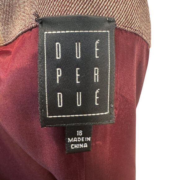 Due Per Due Womens Size 16 Ruffled Blazer With Rosette Accent Wine & Taupe - Picture 5 of 6